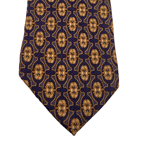 ANTONIO RICCI Men's Blue Geometric Medallions Made in ITALY 100% Silk Neck Tie - Picture 2 of 10